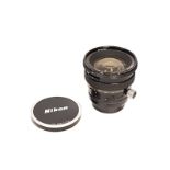 A Nikon PC-Nikkor f/4 28mm Lens, serial no. 180678, in maker's case