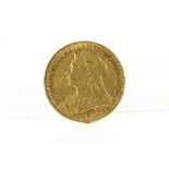 A Victorian gold sovereign coin, with Old Head, dated 1893, VF