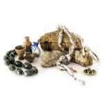 A good collection of assorted costume jewellery, and a group of hardstones, plus a group of