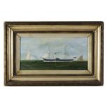 A Victorian naive oil on board,  Margery 1872, signed HB in gilt frame 20cm by 39cm