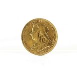 A Victorian gold sovereign coin,, with Old Head, dated 1899, with Melbourne Mint mark, VF