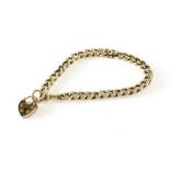 A 9ct gold bracelet, having love heart padlock clasp, approx 12g