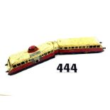 French Hornby O Gauge 2-car diesel railcar: in red/cream 'ETAT' livery, bodies only (no mechanism or