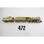 American HO Gauge Brass locomotive by unknown Japanese maker: a 4-4-2 locomotive with bogie