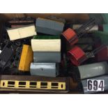 A Collection of Hornby O Gauge Rolling Stock: a large box of assorted wagons, coaches and two