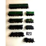 Tri-ang 00 Gauge Locomotives: SR green 'Fighter Command' with Golden Arrow decals, BR green A1A A1A,