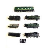 Trix 00 Gauge Locomotives and Spares : BR black 0-6-2T and green 0-6-2T, both appear complete, EMI