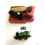 Hornby O gauge clockwork locomotives: comprising a No 50 locomotive and tender in BR black, a No 101