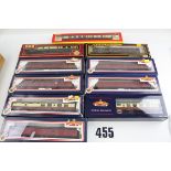 Boxed OO Gauge Coaching Stock by various makers: comprising seven coaches by Bachmann (mostly BR