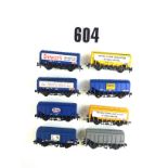 Trix 00 Gauge Grain Wagons: including sixteeen blue, two yellow and one plain grey, generally VG (