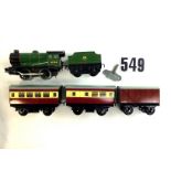 A Hornby O Gauge No 30 clockwork train: comprising locomotive 45746 with key in original box (G, box