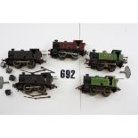 A Collection of Hornby O Gauge 0-4-0 tank engines: Five locomotives, most overpainted in various