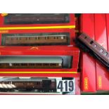 Hornby OO Gauge LMS and LNER Coaching Stock: comprising LMS Mail coach set, 12-wheel dining car, and