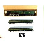 Trix Liliput 00 Gauge  DMU and Steam locomotive: Transpennine BR green 2-car dmu and 1035 BR green
