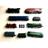A collection of OO Gauge Triang and Triang-Hornby trains: including LMS maroon 6244 , nameplates