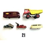 French Dinky Cars: including Citroen 23 breakdown truck 1:50 scale, 25-M Studebaker tipping truck