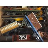 Hornby O Gauge Freight stock: including LMS bogie crane wagon, three no 2 bogie wagons, Castrol