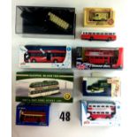 A Collection of Boxed Model Buses: Various makes and models, including duplicates, M, boxes G-E, one