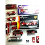 A Selection of Die Cast Fire Engines: Various makers, including a Conrad 1018 OAF Graf & Stift,