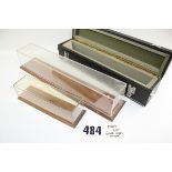 A group of wood/perspex display units, mostly suitable for OO Gauge or O Gauge models: six units,