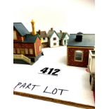 Five trays of assorted OO Scale Buildings and Scenic items by various makers: including Hornby