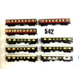 Trix Twin Railway OO Gauge Pullman coaches: six brown/cream Pullman Cars with white roofs, the