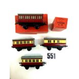 A Hornby O Gauge No 50 clockwork train: comprising BR black locomotive and tender no 60199, G, in