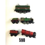 French Hornby clockwork O Gauge Locomotives: green BB-8051 and green  3615  0-4-0 Engine with