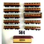 Trix Twin Railway OO Gauge LNER coaching stock: all 7" bogie coaches comprising five with pre-war