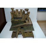 Pre WW2 German - made 'Moko' series wooden castle, base 50 X 34 cm, highest point 37 cm. F-G