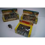 Britains Speedway bike sets, 4 pce set 9650 (2), 2 pce set 9684, loose bike, boxes F, figures VG,(4)