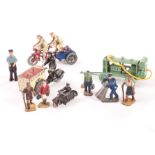 Morestone Ice Cream Tricycle, Tandem, Road Mender, Dinky figures (16), motorcycle, small scale