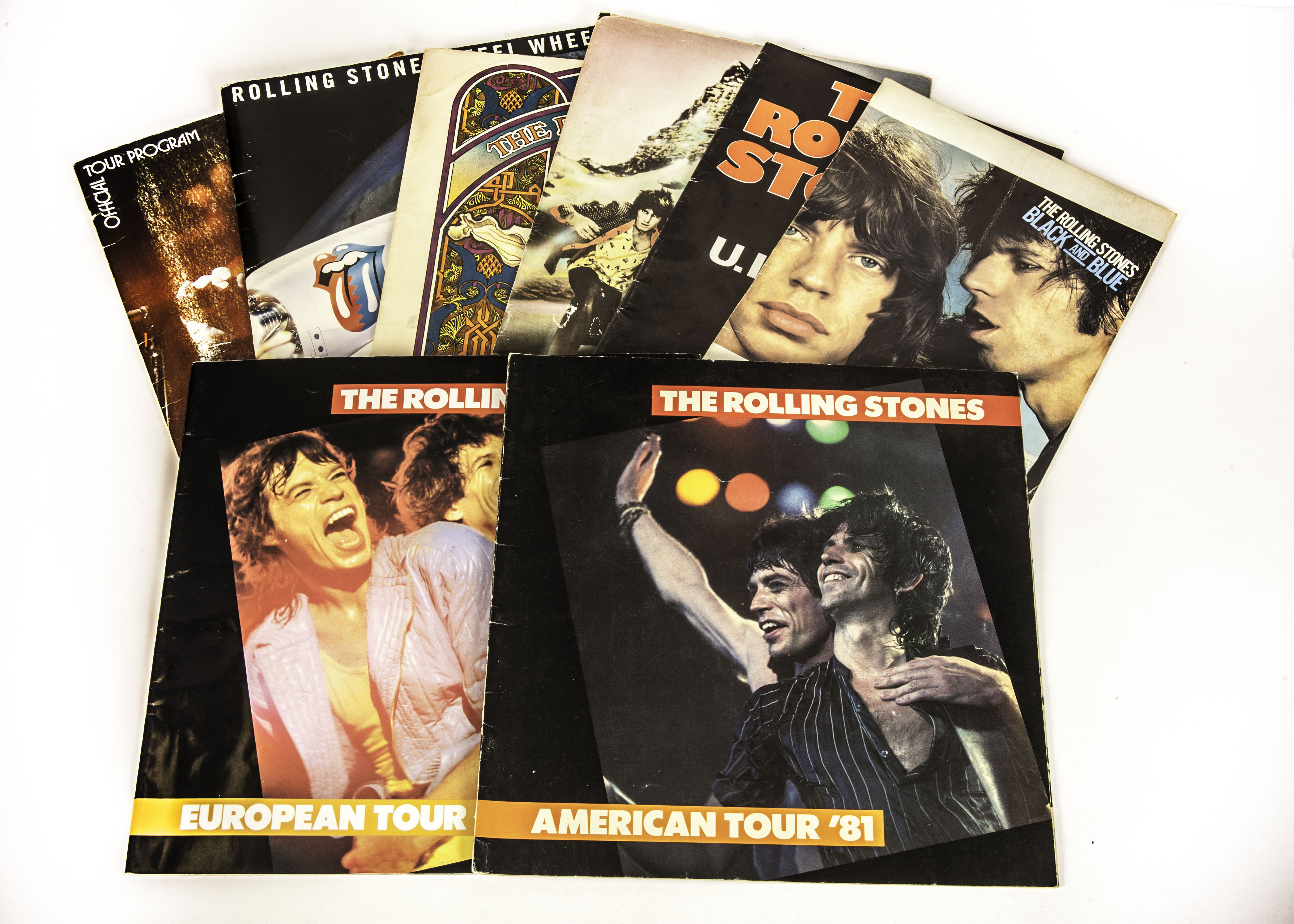 Rolling Stones: eight original  programmes: 1982 UK Tour, America and Europe Tours 1981, Tour Of