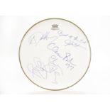 Blondie: An autographed drumhead by Debbie Harry, Clem Burke, Chris Stein and one other believed