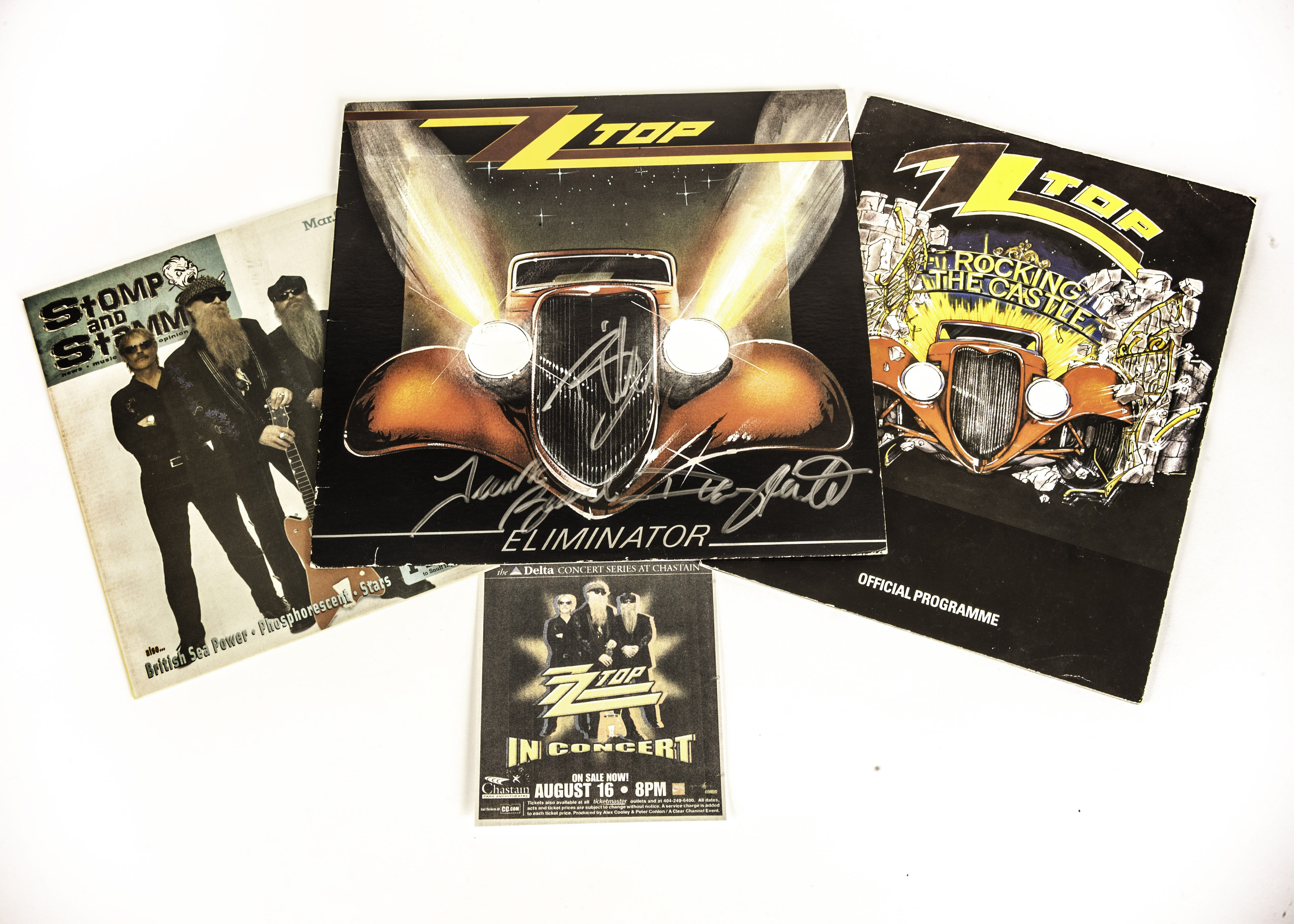 ZZ Top Autographs: small collection including Eliminator album signed to sleeve by the three band