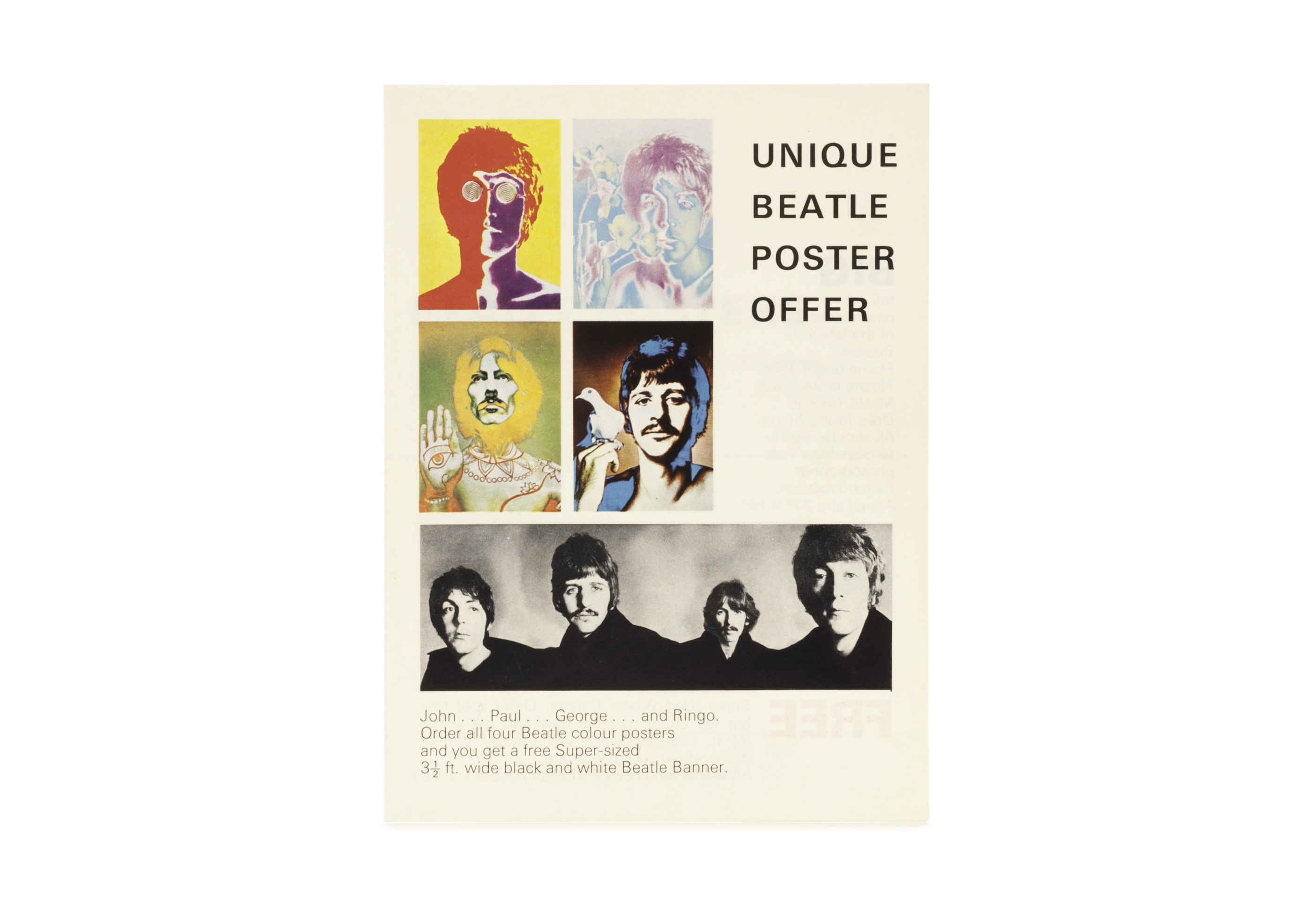 The Beatles: Original 1960s Leaflet / Order form for the 'Daily Express' Beatles posters by