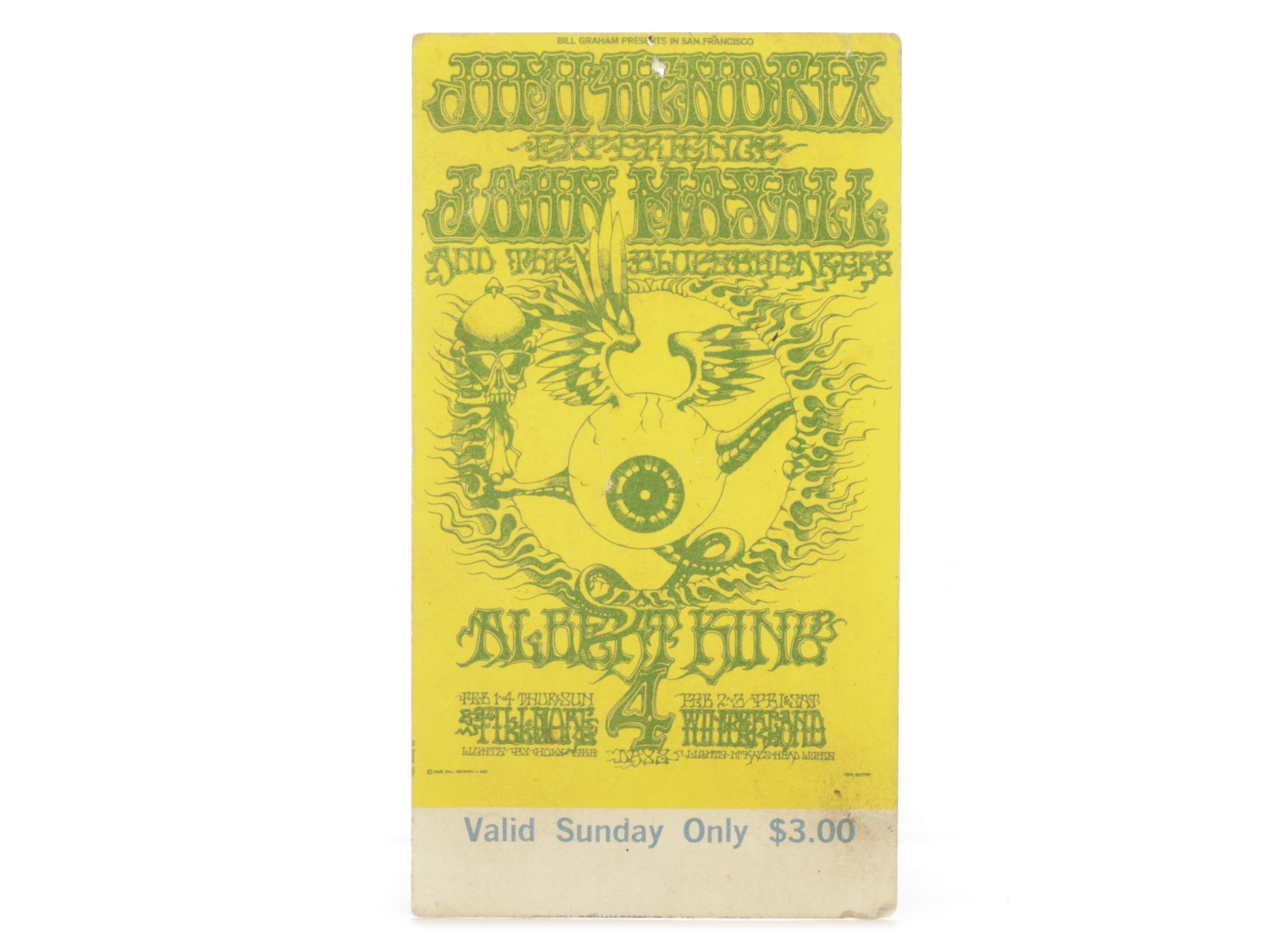 Jimi Hendrix Experience / Noel Redding: Original ticket for Fillmore Auditorium San Francisco