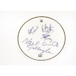 Oasis: An autographed drumhead by Noel & Liam Gallagher, Bone Head, Paul McGuigan & Alan White, 14.
