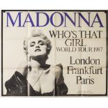 Madonna: UK promo poster for 'Whos That Girl 1987 World Tour, approx 36"x44" folded in good