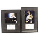 Elton John / Eric Clapton: Framed and glazed photos of each with tickets for Wembley joint gig 27/