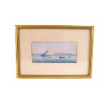 Vincent d'Esposito, three watercolours, all depicting various harbour scenes with rowing boats,