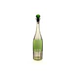A Bohemian glass decanter,  the elegant form bottle with cut flash green body, having a green