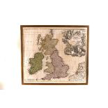 John Baptist Homann, a framed and glazed 18th century book map, Magna Britannia complectens Angliae,