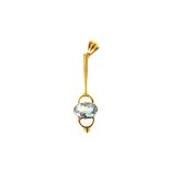 An Edwardian 15ct gold and aquamarine pendant, the oval light blue stone, AF, in platinum and gold