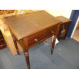 An Edwardian writing desk, together with a Victorian sewing box, AF, and a walnut writing slope