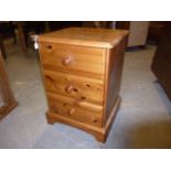 Three pine bedside chests, each having three drawers (3)