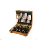 A cased set of Sheffield plate cutlery, together with a selection of other flatware (parcel)