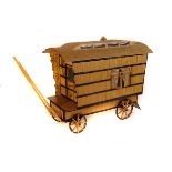 A matchstick built romany wagon, with interior, together with a matchstick built grand piano (2)