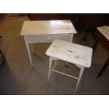 Two white painted pine tables
