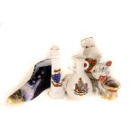 A group of crested ware, comprising of various places, including Walsall, Llandudno, Norwich,